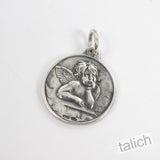 925 Sterling Silver Cherub Guardian Angel Charm Pendant Reversible Great Gift Charms