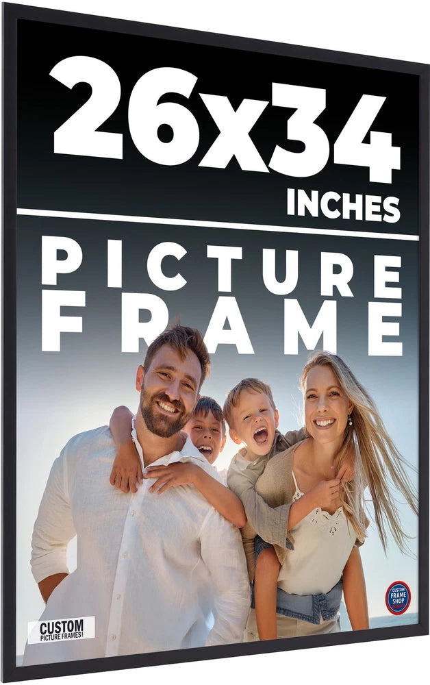 26x34 Frame Black Real Wood Picture Frame Width 0.75 inches | Interior Frame Dep Model