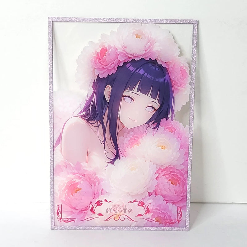 Hinada Pink Roses Clear Waifu Card Anime Girl Wall Art Oversized Board A5 Model