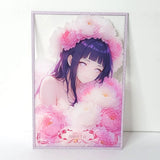 Hinada Pink Roses Clear Waifu Card Anime Girl Wall Art Oversized Board A5 Model