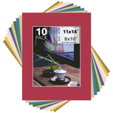 10 Pack 11x14 Mixed Colors Photo Mat Boards White Core Bevel DIY Picture Framing Model