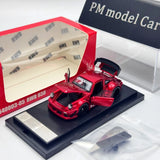 FG 1:64 Porsche RWB 930 Transparent Red Decoration Diecast Alloy Car Model Model