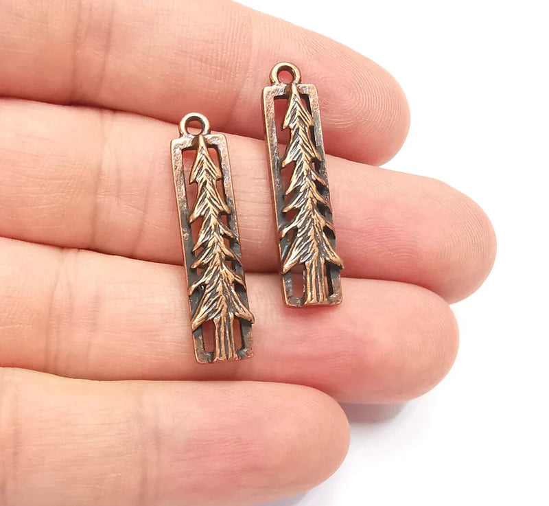 5 Pine Tree Charms Antique Copper Plated DIY Dangle Earring Component G28176 Charms