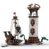 Mocs Bricks Sets Pirate Island Lighthouse 807 Parts Building Toy Kits MOC-84541 Model