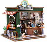 DIY Book Nook Kit COFFEE SHOP 3D Street View Series 120 pcs Puzzle & Light NEW Model