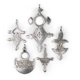 5 Pack: Saharan Silver Tuareg Pendants Morocco African White Metal Handmade Charms