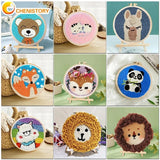 DIY Punch Needle Embroidery Kit Animal Pattern Frame DIY Art Craft Sewing Set Model