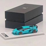 Rotating Wheel 1/64 Aventador S Rowen Blue Alloy Model Car Collection Diecast Model