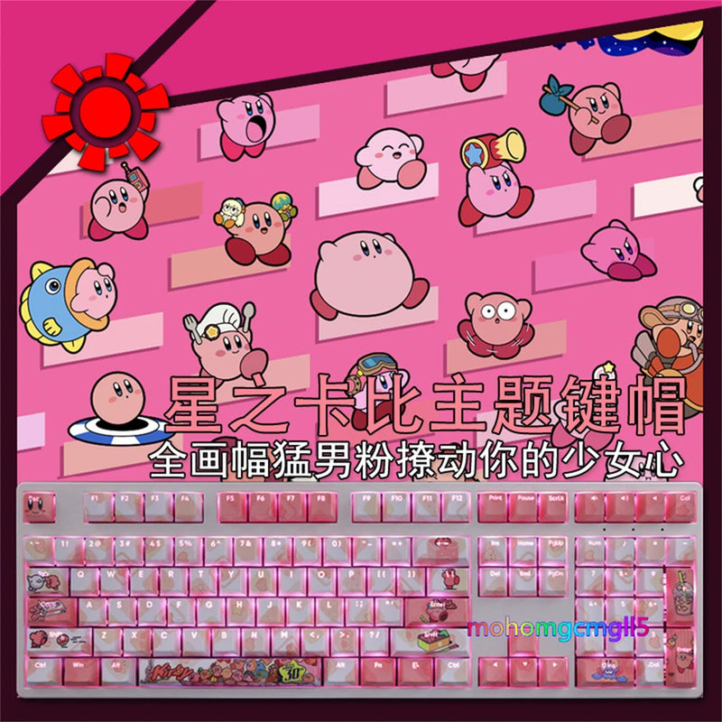 Pink Kirby Theme Keycaps OEM Cherry Height PBT For Mechanica keyboard 108 PCS Model