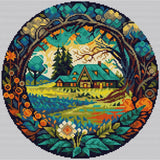 HobbyJobby counted cross stitch kit "Summer Village", 24x24cm Model
