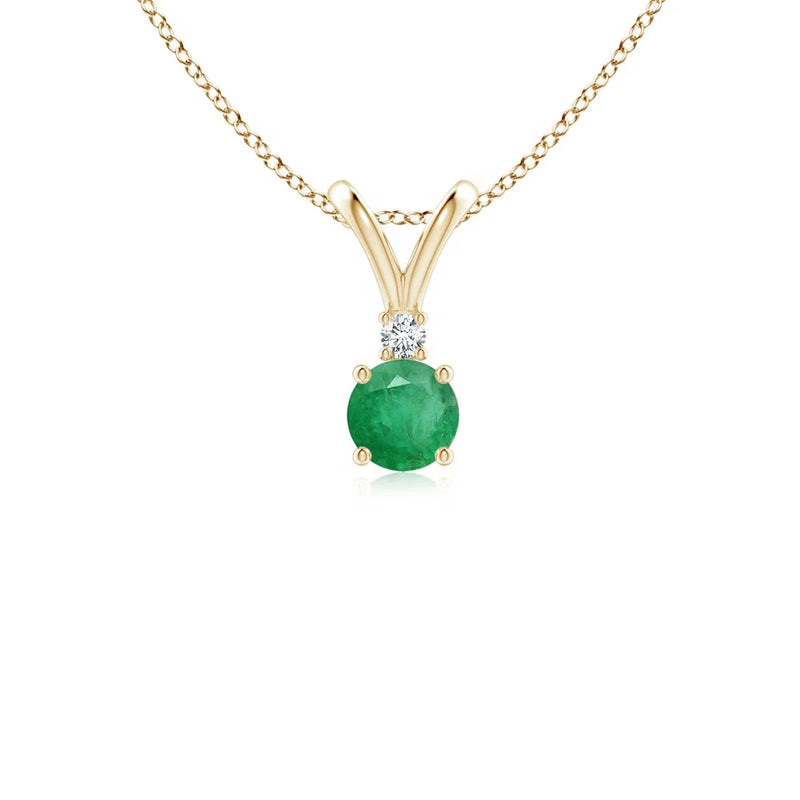 ANGARA 0.25Ct Natural Emerald Pendant Necklace With Diamond in 14K Gold (A) Charms