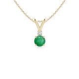 ANGARA 0.25Ct Natural Emerald Pendant Necklace With Diamond in 14K Gold (A) Charms