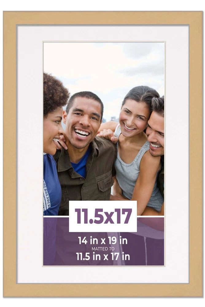 11.5x17 Frame Natural With White Picture Mat For 11.5x17 Photo - Natural 14x19 F Model