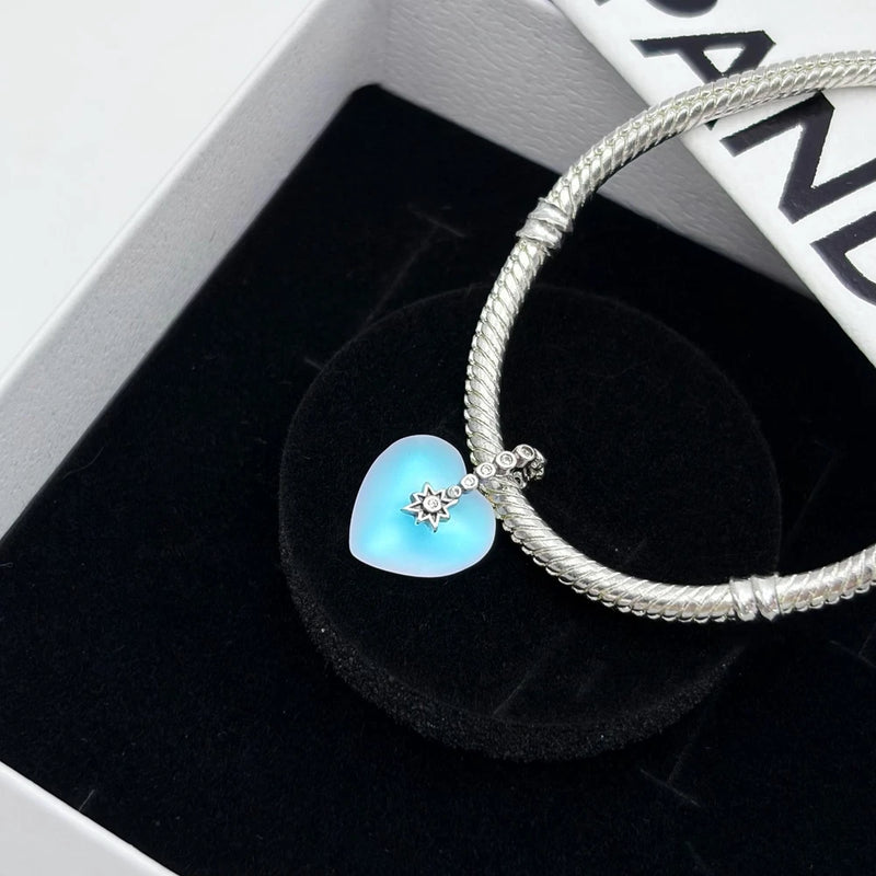 100% NEW PANDORA 794143C01 Moonstone Shooting Star Heart Charm Charms