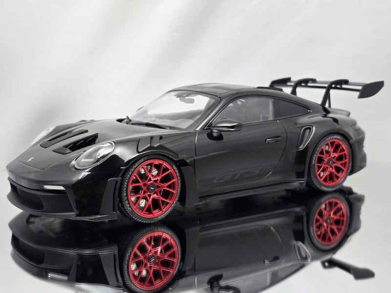 Minichamps Porsche 911 (992) GT3 RS 2023 Black & Red Rims Diecast Model Car 1:18 Model