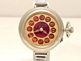 ANTIQUE TRENCH SWISS LADIES MECHANICAL WATCH WITH BEAUTIFUL RED AND GOLD DIAL Model
