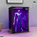 Action Figure Display Case 15" High Figurine 1/6 RGB LED Light Glass Acrylic Box Model