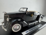 Welly 1936 Ford Deluxe Cabriolet Black With Tan Interior 1/18 Scale Diecast Model