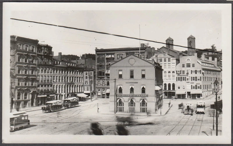 Board of Trade Building Providence RI photo ca 1870s horse-drawn trolleys Model