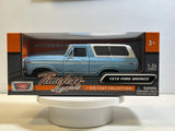1978 Ford Bronco Diecast Model Car 1/24 Scale New In the Box By Motormax Model