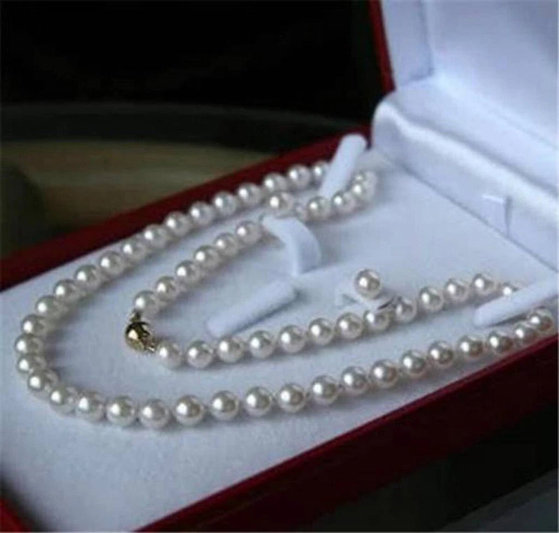 Genuine Natural White Freshwater Cultured Pearl Necklace Earrings Set 14-50'' Charms