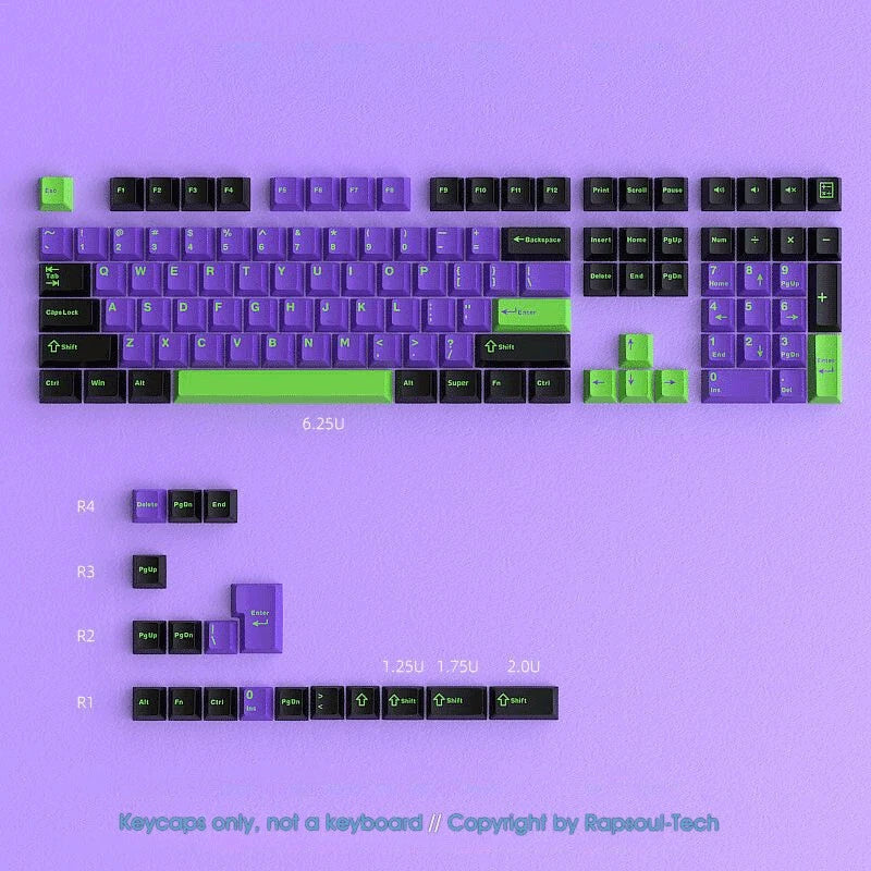 EVA-01 Mecha-01 EVANGELION PBT Doubleshot Keycaps Set for MX Mechanical Keyboard Model