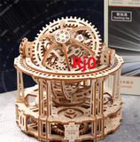 Wooden Spherical Tourbillon Mechanical Transmission Model Toy Diy Assembe Model Model