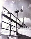 Vintage Art Board Photograph Historic Construction Scene with Steel Framework Wo Model
