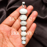 Rainbow Moonstone7 Chakra Gemstone 925 Sterling Silver Handmade Jewelry 2.80" Charms