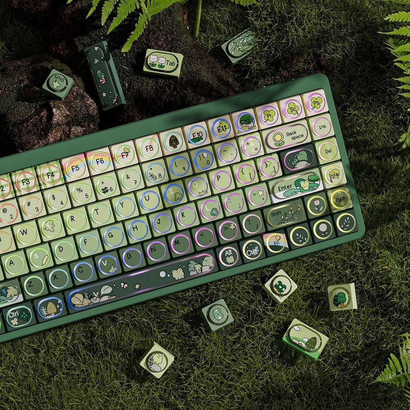 Green Frog Keycap Set, PBT Custom Keycaps,131 Cute Keycaps for Mechanical Key... Model