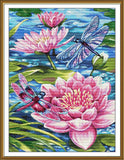 Counted cross stitch kit DIY unprinted canvas Dragonflies over water 3612 Model