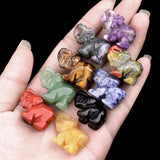 Natural Mixed Crystal Elephant Carving Gemstone Figurine Reiki Healing Decor Model