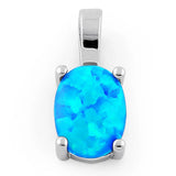 Oval Shape Black Opal Pendant Necklace set in Solid Sterling Silver Charms
