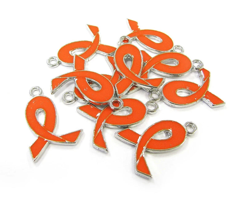 Cancer Awareness Charms Orange Ribbon charm Leukemia Kidney Cancer 21mm 10 pcs Charms