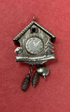 Vtg Sterling Charm German Chalet Cuckoo Clock Moving Weights And Pendulum 2.3g Charms