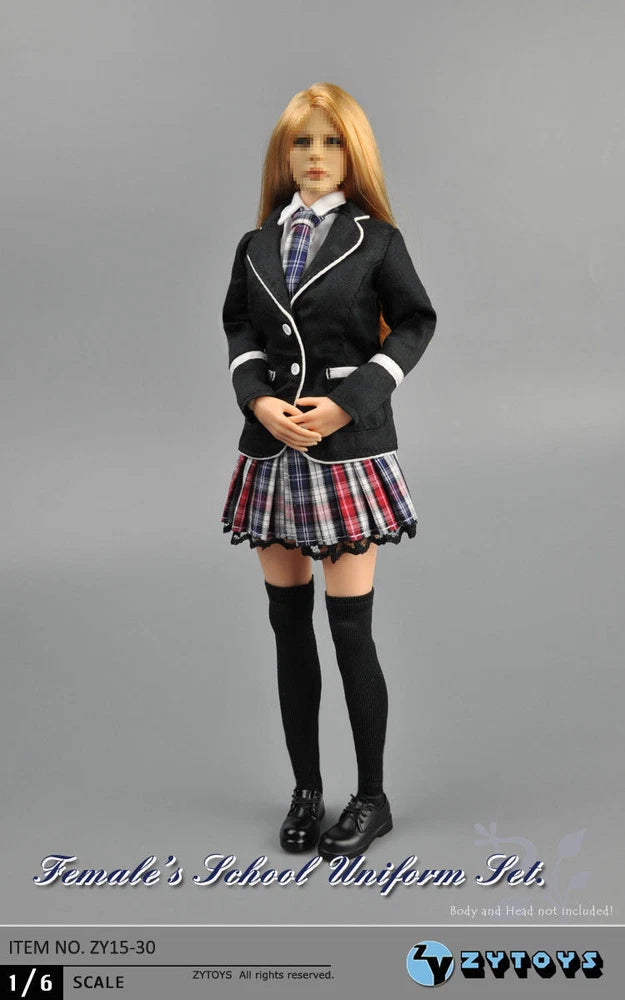 ZYTOYS 1/6 Girl Student Uniform Coat Skirt Shoes Clothes for 12" Figure Model Model