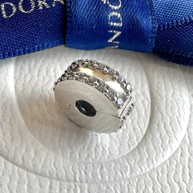 Authentic Pandora Double Lined Pave CZ Clip Charm 798422C01 Charms