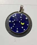 Sterling Silver Celestial Murano Glass Pendant  Charm Charms
