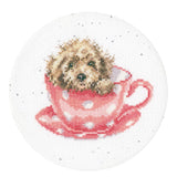 Bothy Threads counted cross stitch kit "Teacup Pup", XHD119P, Diam. 15cm, DIY Model