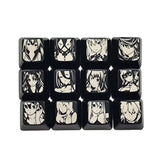 Customs Cartoon Design ABS Plastic Translucents Keycaps Set Of 12 For Gaming Model