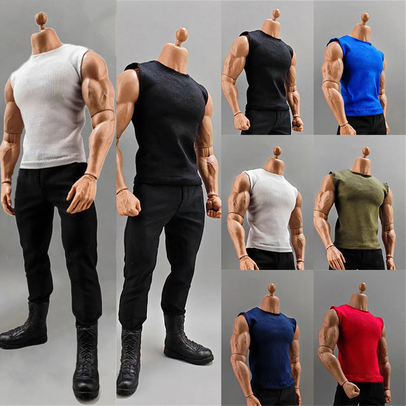 1/6 Men's Sleeveless T-shirt Tops Vest model For 12" Male Figure Doll Model