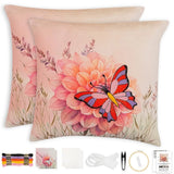 Pack of 2 Butterfly Bliss DIY Embroidery Cushion Covers Beginners 16x16 Kit Set Model