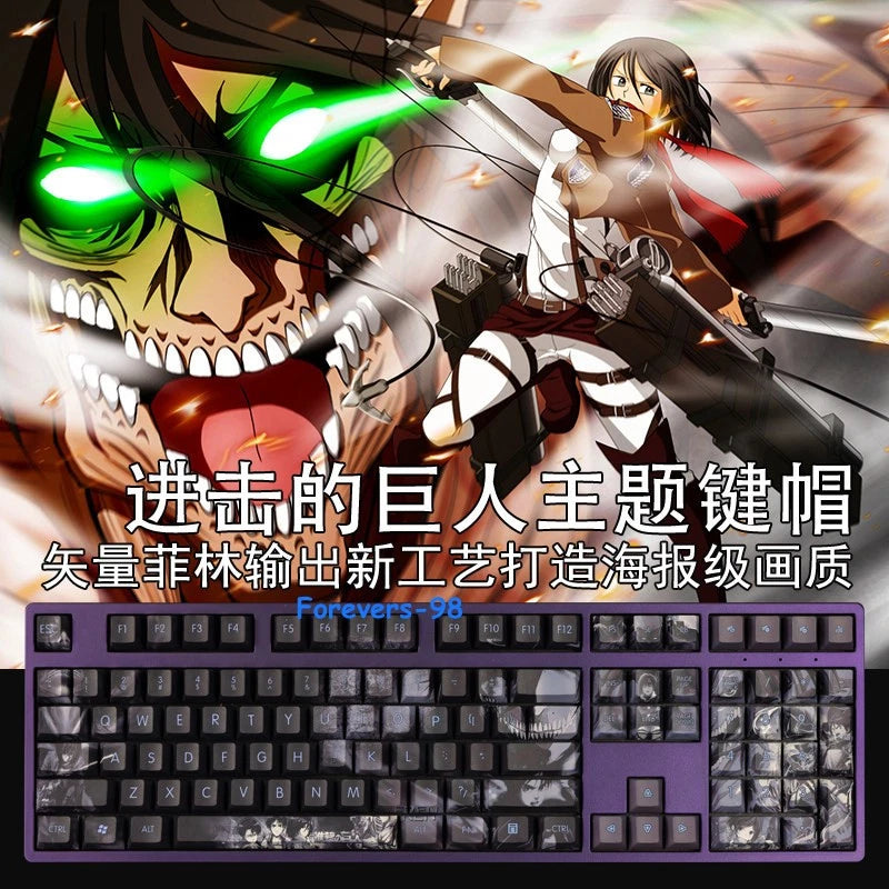 Attack on Titan Anime 108 Keys Keycaps For Mechanical Keyboard Decoration Gifts Model