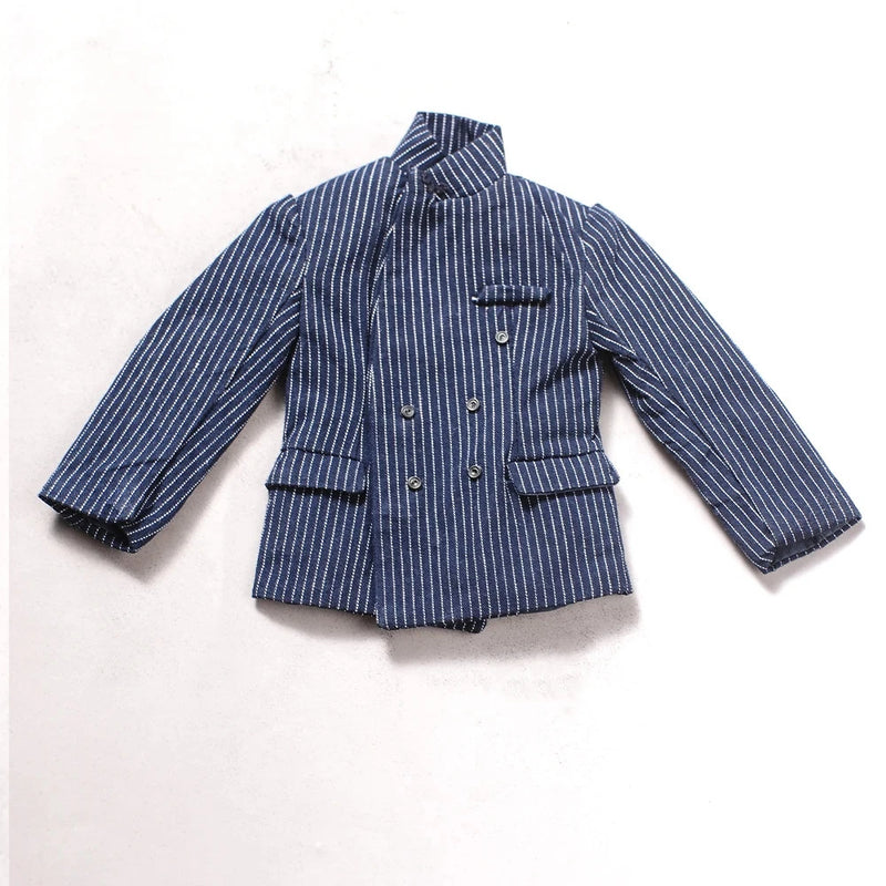1/6 Male dark blue striped suit Coat Clothes Model Fit 12'' Action Figure Model