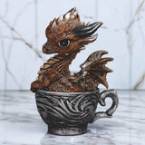 5"H Dragon in Cup Figurine Ornament Home Decor Unique Gift Model