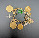 1960s VTG Charm Bracelet 12 Charms Sports Clubs Holiday Music Sterling & GF Charms