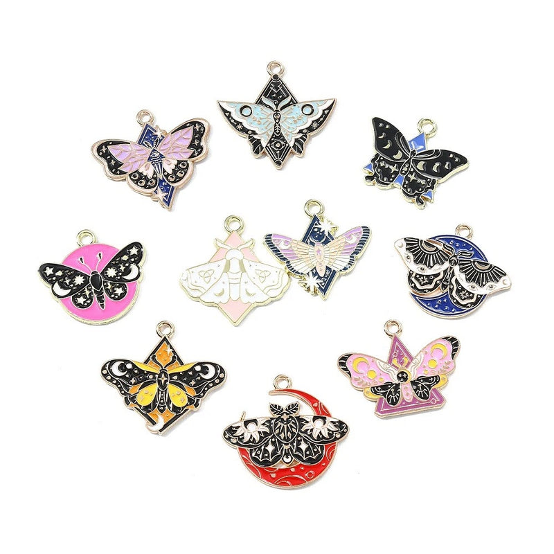 20pcs Moth Butterfly Dangle Charm Pendant for Earrings Necklace Jewelry Making Charms