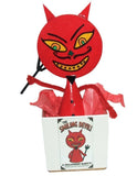 HALLOWEEN SMILING DEVIL FIGURINE w DISPLAY BOX  Vintage Kitschy Folk Art Style Model