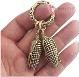 Pair of hand-engraved brass corn keychain charms including keychain Charms