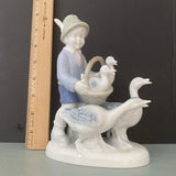 GOLDEN CROWN E&R Boy with Geese Porcelain 7438/B Gerold Porzellan W Germany 7" Model